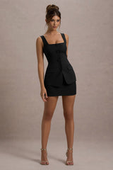 Maci | Black Tailored Square-Neck Mini Dress