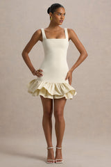 Daliana | Stone Square-Neck Ruffled Mini Dress