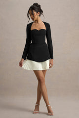 Lysette | Black Sweetheart Long-Sleeve Mini Dress