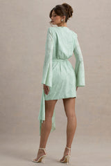 Doreen | Mint Long-Sleeve Wrap Mini Dress