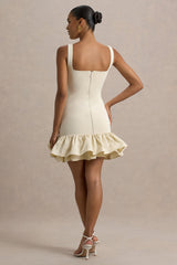 Daliana | Stone Square-Neck Ruffled Mini Dress